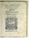 CEREDI, GIUSEPPE. Tre Discorsi sopra il Modo d''alzar Acque da'' Luoghi Bassi.  1567